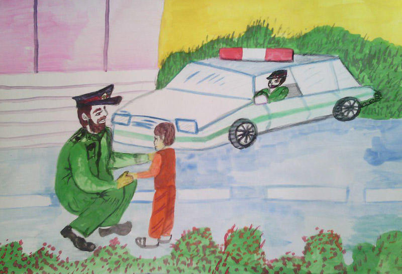 نقاشی کودکانه پلیس